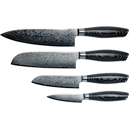 Mareld Akio Knivsæt, 4 knive, sort - Sort, stål | KitchenOne