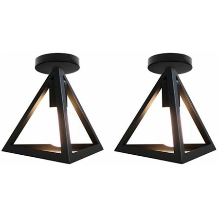 Lantlig Taklampa, Triangelformad Taklampa med Geometrisk Design, Vintage Infälld Montering för Modern Svart Ljuskrona Stil i Vardagsrum