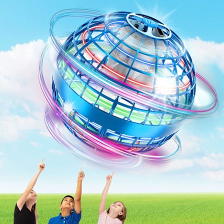 Lasten käsikäyttöinen minidrone-pallo (sininen), lentävä pallolelu, lasten aikuisten sisä- ja ulkotiloissa 360° pyörivä RGB-valo lentävä pyörittäjä, 