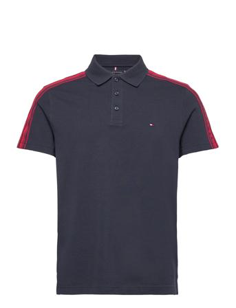 Flag Outline Tape Slim Polo Polos Short-sleeved Sort Tommy Hilfiger