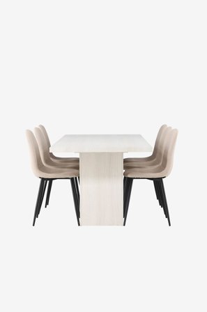 Venture Home - Spisegruppe Olga med 6 stk stoler Polar - Beige - Spisegruppe 6 personer - Fra Homeroom