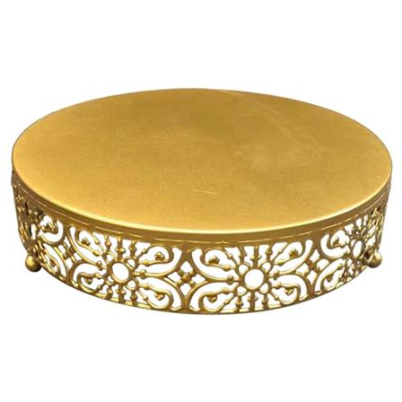 Vintage kagestativ udhulet udskæringsdekor metal udsøgt cupcake servering rund tallerkenholder til køkken Golden L