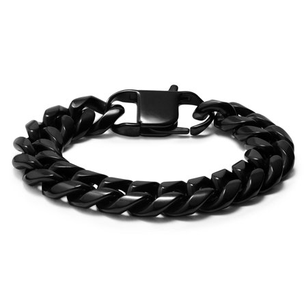 Gourmette noire en acier 14 mm pour hommes - Bracelets en acier