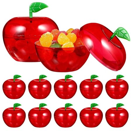 12 stk. Jule Plastik Æbleformet Chokolade Slikæske Opbevaringsboks (Rød)