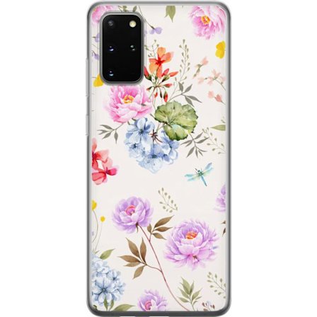 Kompatibelt Mobildeksel til Samsung Samsung Galaxy S20+ Blomstrete mønster med håndmalte blomster, sommerfugler og insekter i romantisk skandinavisk
