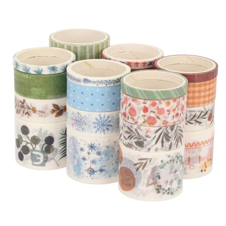 Dekorativ självhäftande tejp vattentät förhindrar stick DIY självhäftande tejp set för DIY hantverk presentinslagning festdekoration