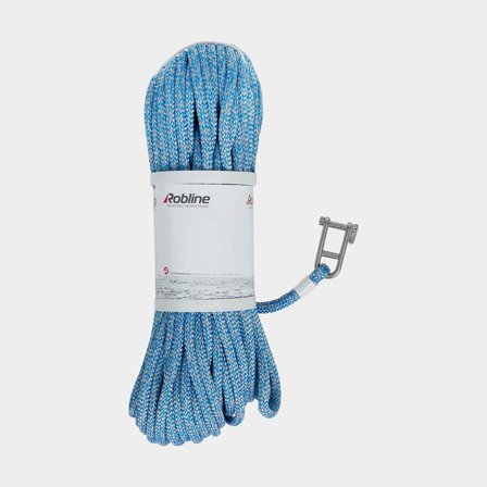 Fald med indsplittet nøglering Robline Sirius 500, polyester-kerne, 32-flettet polyester-kappe, blå, 30 meter x Ø8 mm