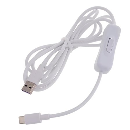 Høyhastighets hvit Type-c USB-kabel med på/av-bryter for telefoner og nettbrett [DB]