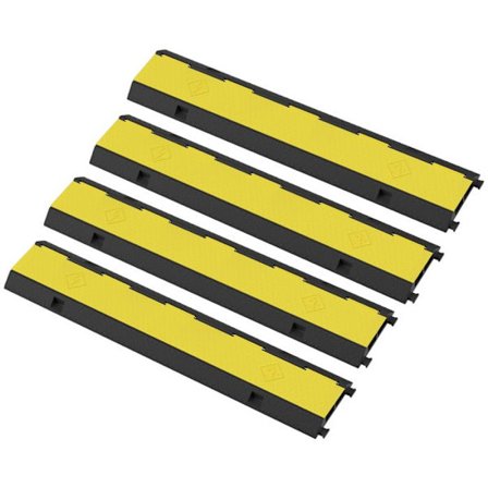 JATRHG Kabelbeskyttelsesramper, sæt med 4 med 2 kanaler, genanvendeligt PVC-gummi, modulær fartnedsætter, mål 100x20x5cm