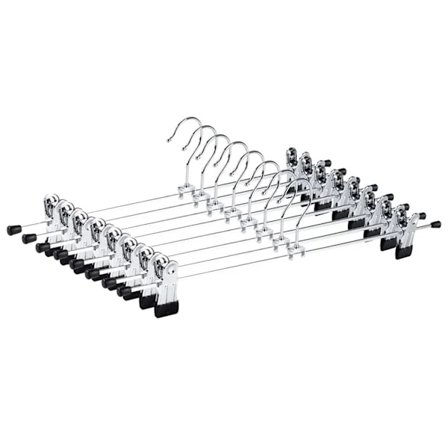 Godt tilbud til lav pris! 10 stk. 40 cm krom jernbøjler, sølvmetal buksebøjler bukser shorts nederdel strømper undertøj, med skridsikre klemmer - Glad