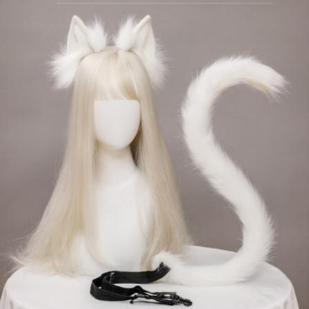 Plysch Kattöron Realistiskt Pannband Cat Tail Accessories Simulati