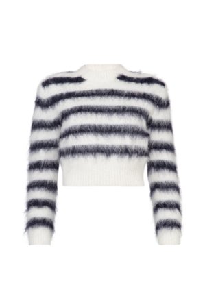 Hairy Knit Fitted Sweater Marine Stripe M