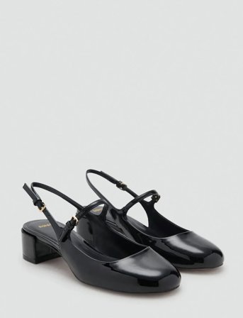 Mango Patent Leather Block-Heel Shoes - Black - 38