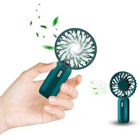 Mini USB-fläkt, bordsfläkt med 3 justerbara hastigheter, USB-fickfläkt, uppladdningsbar, idealisk för sömn, kontor, resor, etc. (Grön)