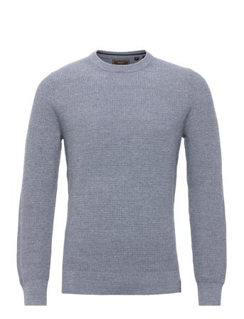 Vintage Textured Crew Knit Strikkegenser M. Rund Krage Blå Superdry
