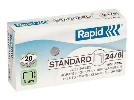 RAPID Häftklammer Standardklamrar (24/6), 6 mm benlängd, galvaniserat stål 1000/fp - Lyreco - Kontorsmaterial - Till skrivbordet - Häftklammer och 