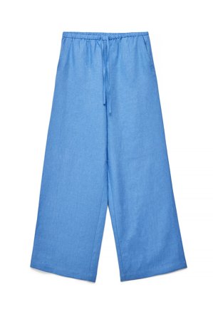 NA-KD Pantalon de lin à cordon de serrage - Pantalon droit - Bleu - EU 36