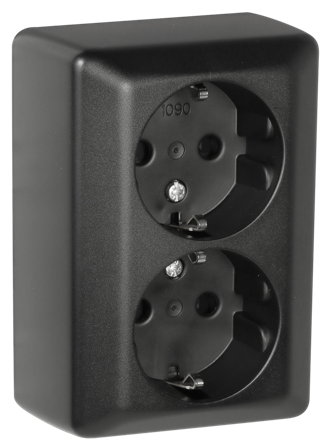 ELKO Dobbel stikkontakt m/j påvegg sort