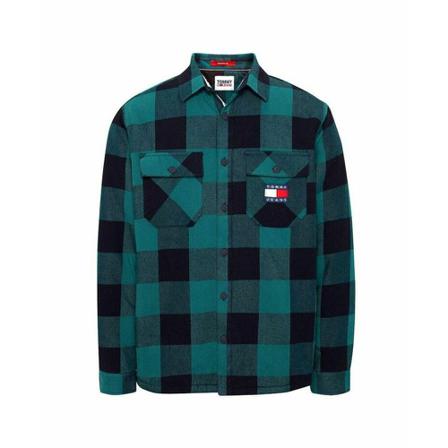 Tommy Hilfiger, Men& Dark Tjm Sherpa Flannel Overshirt Tommy Jeans Dw 0Dw 15132-L6O Zielony, Mężczyzna, Rozmiar: L