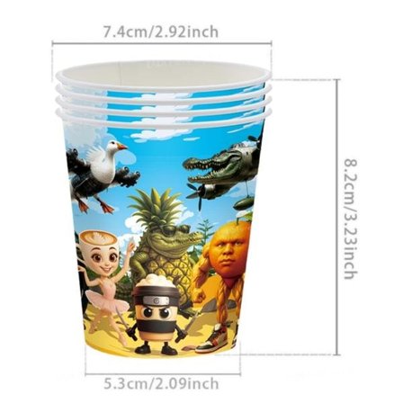 Italiensk Brainrot Tung Tung Sahur Tralalo Barnebursdagsfest Tilbehør Ballong Servise Kopp Tallerken Banner Leketøy Gave Dekorationssett