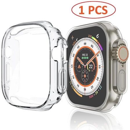 Klockfodral för Apple Watch Ultra 2 49MM Serie 8 7 SE 6 5 4 3 45MM 41MM 44MM 40MM Transparent Skal Apple Watch Skärmskydd