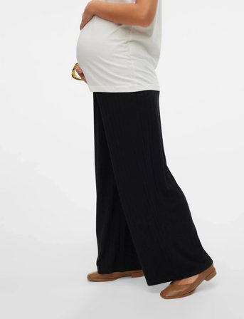 Mamalicious Mllucy Wide Rib Jrs Pants Hw Noos - Black - L
