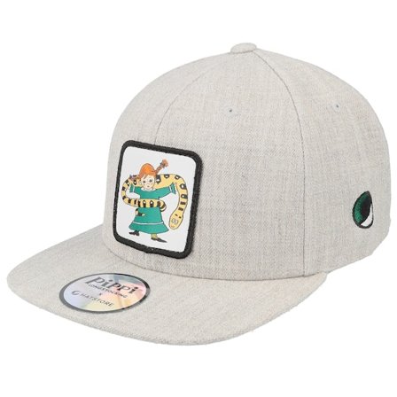Pippi Longstocking - Grijs snapback Cap - Kids Pippi Snake Grey Snapback @ Hatstore
