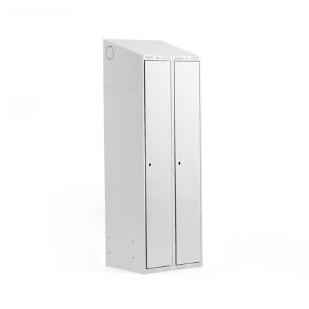 Kleiderspind CLASSIC mit Schrägdach, 2 Module, 1900 x 600 x 550 mm, grau