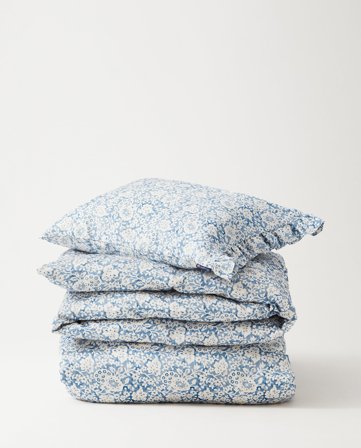 Lexington Bettwäschegarnitur aus baumwollsatin mit blauem blumendruck