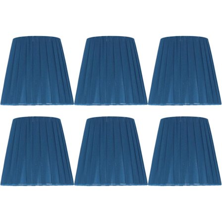 Pakke med 6 små stofflampeskjermer, nattbordslampeskjerm, lysekrone (mørkeblå)