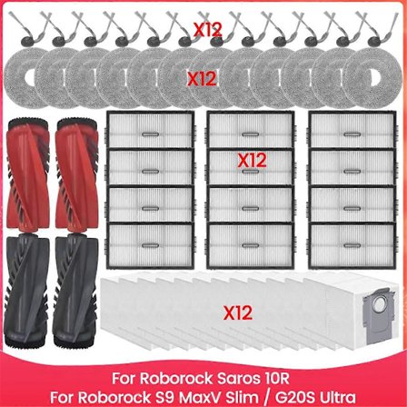 För Roborock Saros 10R / Roborock S9 MaxV Slim / G20S Ultra Tillbehör Borste Hepa Filter Moppduk Dammpåse Reservdelar