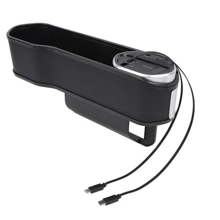 Bilsæde Gap Filler Organizer med opladningsfunktion DC12 til 24V konsol sideopbevaringsboks Universal til biler