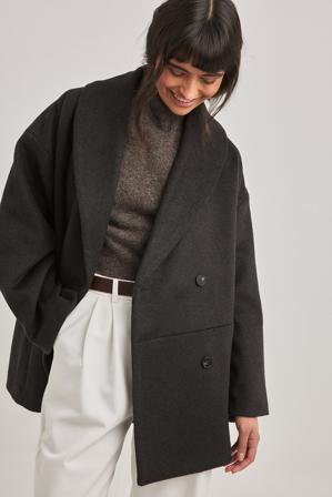 NA-KD Manteau court en laine mélangée - Vestes Printemps - Brun - EU 40