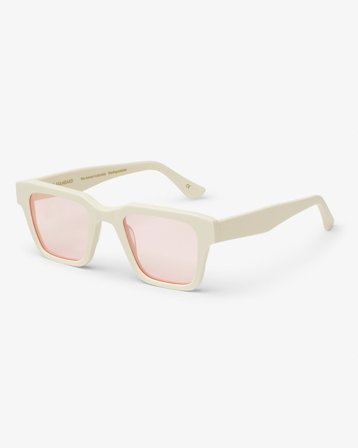 Sunglass 03 - Ivory White Solid - Light Pink - One Size