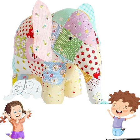 Nydelig elefantdekor mal, sy mønstre for nybegynnere maler med instruksjoner, sy maler diy gaver