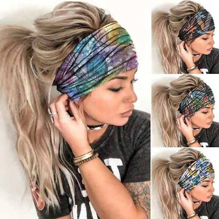 4 st Boho pannband hårband turban wraps randig tyg ny M