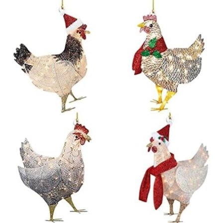 Juletrær anheng, 4 stk tre julekylling Chri