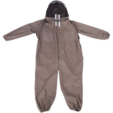 Apicole dragt beskyttelsesudstyr med professionelt slør Anti-bi-dragt Hætte Total beskyttelsesbeklædning Langærmet bomulds biavler kaffe (L)