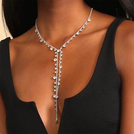 Statement Rhinestone Y-formad Halsband Choker Smycken Kristall Drop