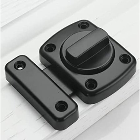 (Svart) Skyvedørslås stang låve dørhasp krok-og-øye spenne