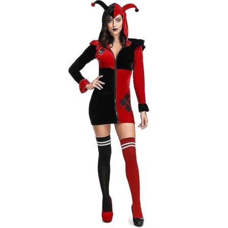 Halloween Circus Clown Character Costume Voksen Movie Hero Villain Character Harley Quinn-skjørt 165cm