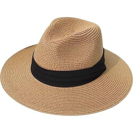 Dame Mænd Halm Hat Panama Hat Sommer Bred Skygge Sol Hat Anti-UV til Strand Rejse Sol Hat