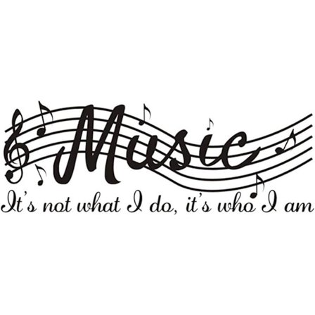 Seinätarra musiikkihuomautuksella ja sanonnoilla, vinyylillä valmistettu seinätarra, taidemaalauksen taustakuva toimistoon, makuuhuoneeseen, 