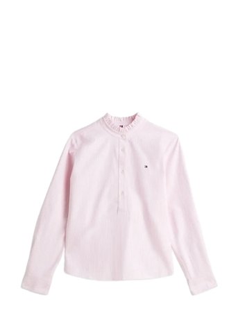Tommy Hilfiger Oxford Ruffle Neck Shirt - Pink - 44