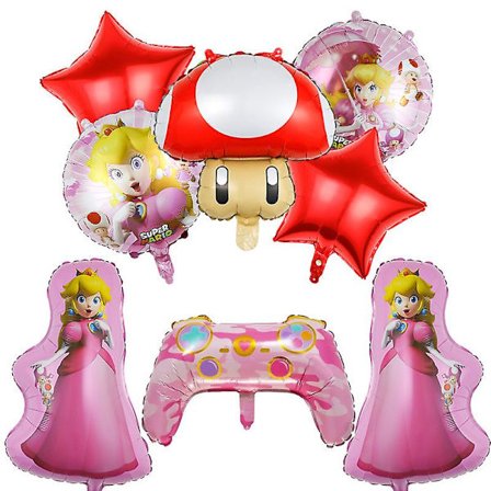 Ny Super Mary Set Mario Luigi Speltema Födelsedagsfestdekorationer Aluminiumfolie Gas Bakgrund Väggdekoration