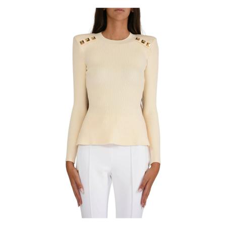 Elisabetta Franchi, Round-neck Knitwear Żółty, Kobieta, Rozmiar: XL