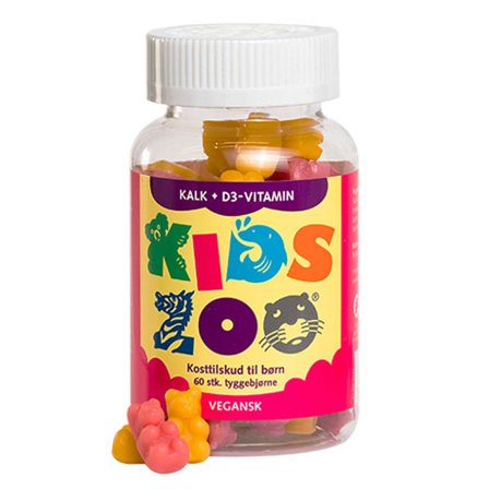 Kids Zoo Kids Zoo Kalk + D vitamin 60 stk., Helse & Madvarer, Børnevitaminer, D-vitamin Til Børn