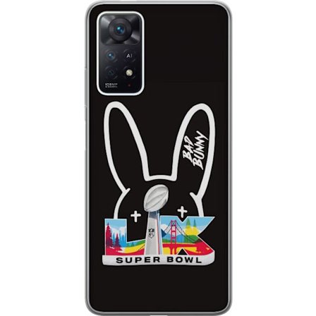 Kompatibelt Mobildeksel til Xiaomi Redmi Note 11 Pro Bad Bunny portrett med åpen skjorte, tatoveringer og krøllete hår i stilfull motefotografering