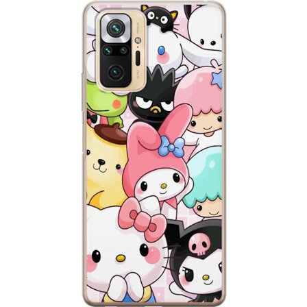 Kompatibelt Mobildeksel til Xiaomi Redmi Note 10 Pro Tett mønster av søte figurer med store øyne i ulike farger og uttrykk med LABUBU-tekst