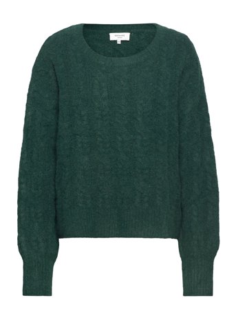 Cable Knit O-Neck Green Rosemunde